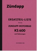 Z&uuml;ndapp KS 600 und Seitenwagen Ersatzteilliste Ersatzteilkatalog Teilekatalog