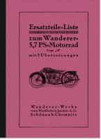 Wanderer 5,7 PS 3-Gang 1930 Ersatzteilliste Ersatzteilkatalog