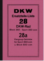 DKW Block 350, Block 500 und Sport 350 Ersatzteilliste Ersatzteilkatalog Teilekatalog