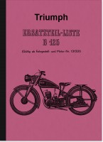 Triumph B 125 1939 Ersatzteilliste Ersatzteilkatalog Teilekatalog B125