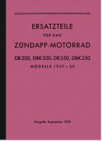 Z&uuml;ndapp DB DBK 200 250 Ersatzteilliste Ersatzteilkatalog Teilekatalog