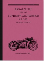 Z&uuml;ndapp KS 500 Modell 1936/37 Ersatzteilliste Ersatzteilkatalog Teilekatalog KS500
