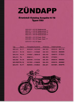 Z&uuml;ndapp Typ 530 KS 50 Watercooled TT Super Sport Ersatzteilliste Ersatzteilkatalog Teilekatalog