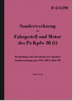 Panzer Kampfwagen Wehrmacht Sonderwerkzeug Pz Kpfw 38 (t) D 674/190 Beschreibung Dienstvorschrift