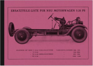 NSU 5/25 PS Motorwagen PKW Auto Serie 5 6 7 Ersatzteilliste Ersatzteilkatalog