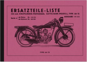 NSU 301 TS (Satteltank) Ersatzteilliste Ersatzteilkatalog Teilekatalog