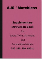 AJS Matchless Sport Twin Trial Scrambler Competition Supplementary Instruction Book Handbuch