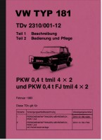 VW K&uuml;belwagen Typ 181 Bedienungsanleitung Betriebsanleitung Handbuch Kurierwagen