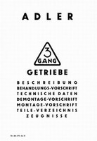 Adler Fahrrad 3-Gang 1935 Handbuch Reparaturanleitung Bedienungsanleitung