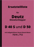 Deutz D 40 S und D 50 Ersatzteilliste Ersatzteilkatalog