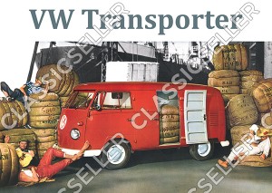 VW Bulli Bus Transporter T1 "Arbeiter" Poster Plakat Bild