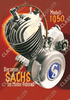 Sachs "Der neue Sachs im Motor-Fahrrad" Motor 1950 Poster Plakat Bild