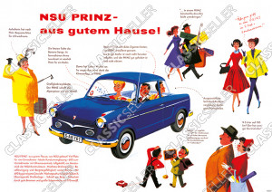 NSU Prinz Auto PKW Poster Plakat Bild mit Spr&uuml;chen
