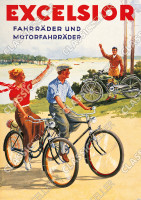 Excelsior Fahrr&auml;der und Motorfahrr&auml;der Fahrrad Poster Plakat Bild