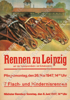 Pferde "Rennen zu Leipzig" 1947 Poster Plakat Bild Deko Veranstaltung Pferderennen Reklame