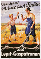 M&auml;use und Ratten Vernichter Poster Plakat Bild Werbung Reklame Lepit Gas