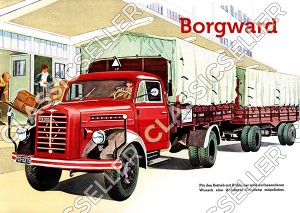 Borgward 1,5t To LKW mit Anh&auml;nger Diesel Lastwagen Poster Plakat Bild