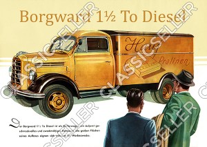 Borgward 1,5t LKW Diesel Kofferwagen Poster Plakat Bild