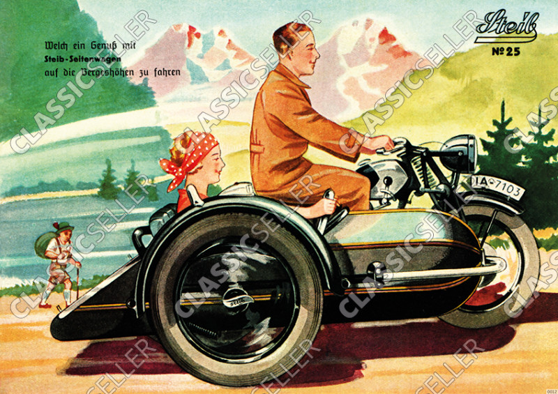 Steib Seitenwagen Poster mit Spruch Plakat Bild Vorkrieg Motorrad No. 25