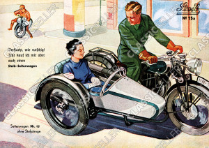 Steib Seitenwagen Poster mit Spruch Plakat Bild Vorkrieg Motorrad No. 15a