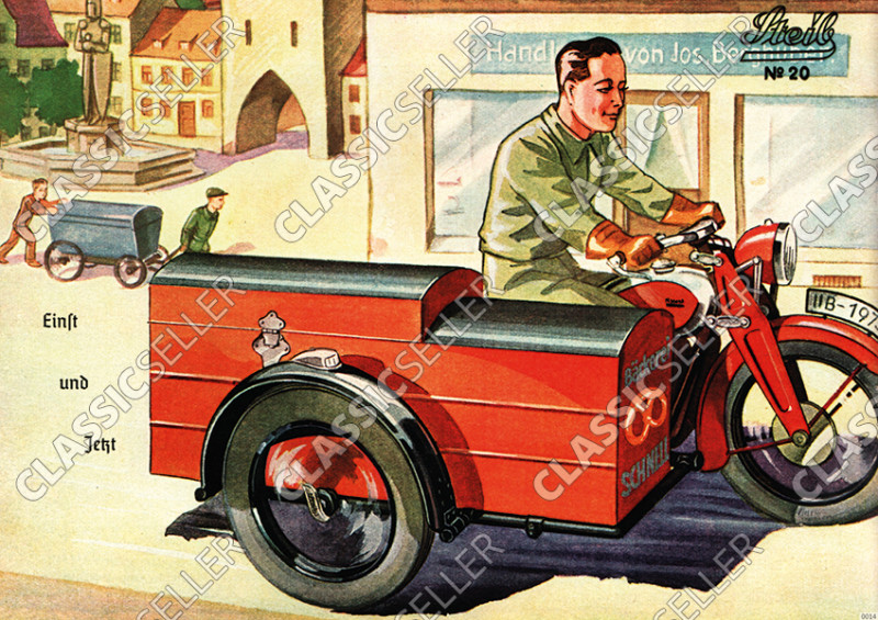 Steib Seitenwagen Poster mit Spruch Plakat Bild Vorkrieg Motorrad No. 20