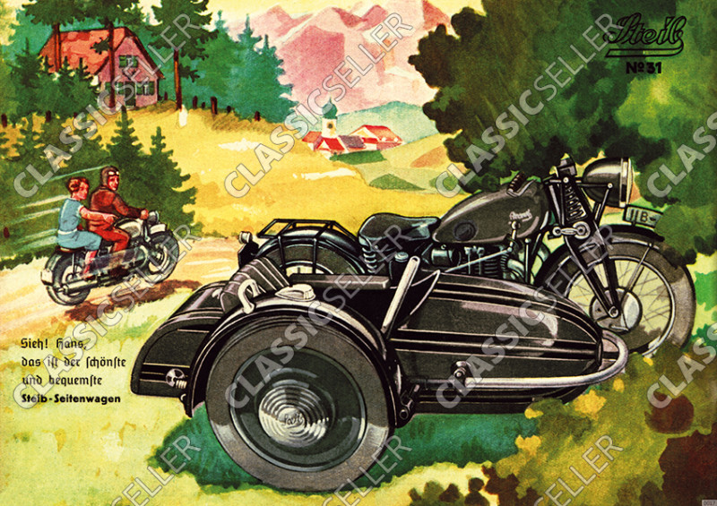 Steib Seitenwagen Poster mit Spruch Plakat Bild Vorkrieg Motorrad No. 31