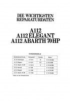 Autobianchi Lancia A112 Economica Elegant Abarth 70 HP Normal Berlina Reparaturanleitung
