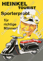 Heinkel Tourist Motorroller "Sporterprobt f&uuml;r richtige M&auml;nner" Poster Plakat Bild