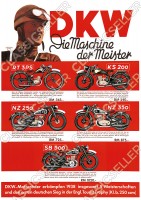 DKW Motorrad Modelle 1938/1939 Vorkrieg RT 3 PS KS 200 NZ 250 350 SB 500 Poster Plakat Bild