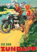Z&uuml;ndapp DS 350 Motorrad am See/Fluss Vorkrieg Poster Plakat Bild