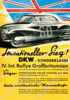 DKW Sonderklasse Int. Rallye Grossbritannien Walter Schl&uuml;ter Poster Plakat Bild Rennen Sieg 1954