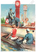 Standard Esso Essolub Tankstelle Motorboot Poster Plakat Bild