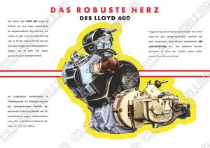 Lloyd 600 Motor Schnittzeichnung Explosionszeichnung Schnittbild Poster Plakat Bild