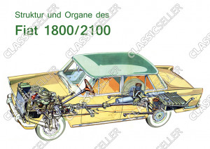 Fiat 1800 2100 "Struktur und Organe" Schnittzeichnung Poster Plakat Bild