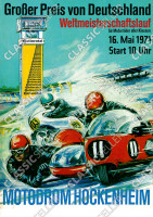 Motodrom Hockenheim 1971 "Gro&szlig;er Preis von Deutschland" Rennsport Motorrad Rennen Poster Plakat Bild