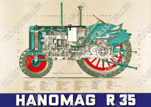 Hanomag R 35 R35 Diesel Schlepper Traktor Schnittzeichnung Poster Plakat Bild