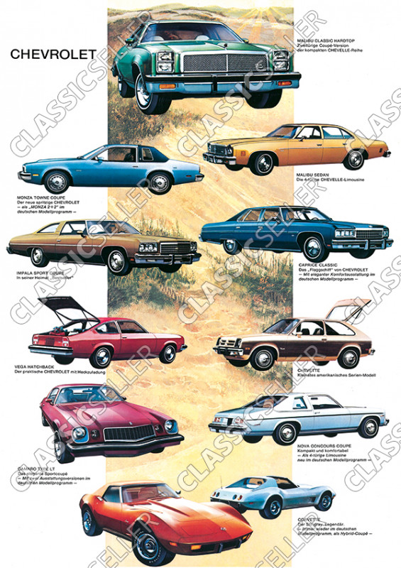 Chevrolet Modellübersicht Modelle Typen Tafel Auto Poster Plakat Bild