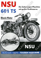 NSU 601 TS Motorrad 600 ccm 14 PS Blockmotor Seitenwagen Poster Plakat Bild