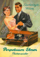 Perpetuum-Ebner Plattenspieler Werbung Reklame Musik Poster Plakat Bild