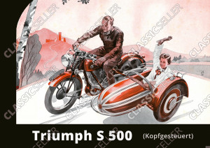 Triumph S500 S 500 Motorrad mit Steib Seitenwagen Poster Plakat Bild