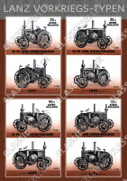 Lanz Acker-Bulldog Vorkriegs-Typen Modell&uuml;bersicht Typentafel Poster Plakat Bild