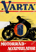 Varta Accumulator Akku Batterie Historische Reklame Werbung Motorrad Motorr&auml;der Poster Plakat Bild