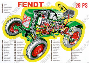 Fendt 28 PS Dieselross Traktor Schlepper Schnittzeichnung Durchsicht Motor Poster Plakat Bild