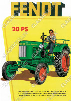 Fendt 20 PS Dieselross Traktor Schlepper mit Frau als Fahrerin Reklame Poster Plakat Bild