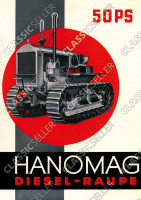 Hanomag Diesel-Raupe 50 PS Schlepper Traktor Reklame Poster Plakat Bild