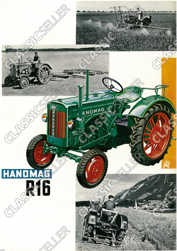 Hanomag R 16 R16 Schlepper Traktor Diesel Reklame Poster Plakat Bild